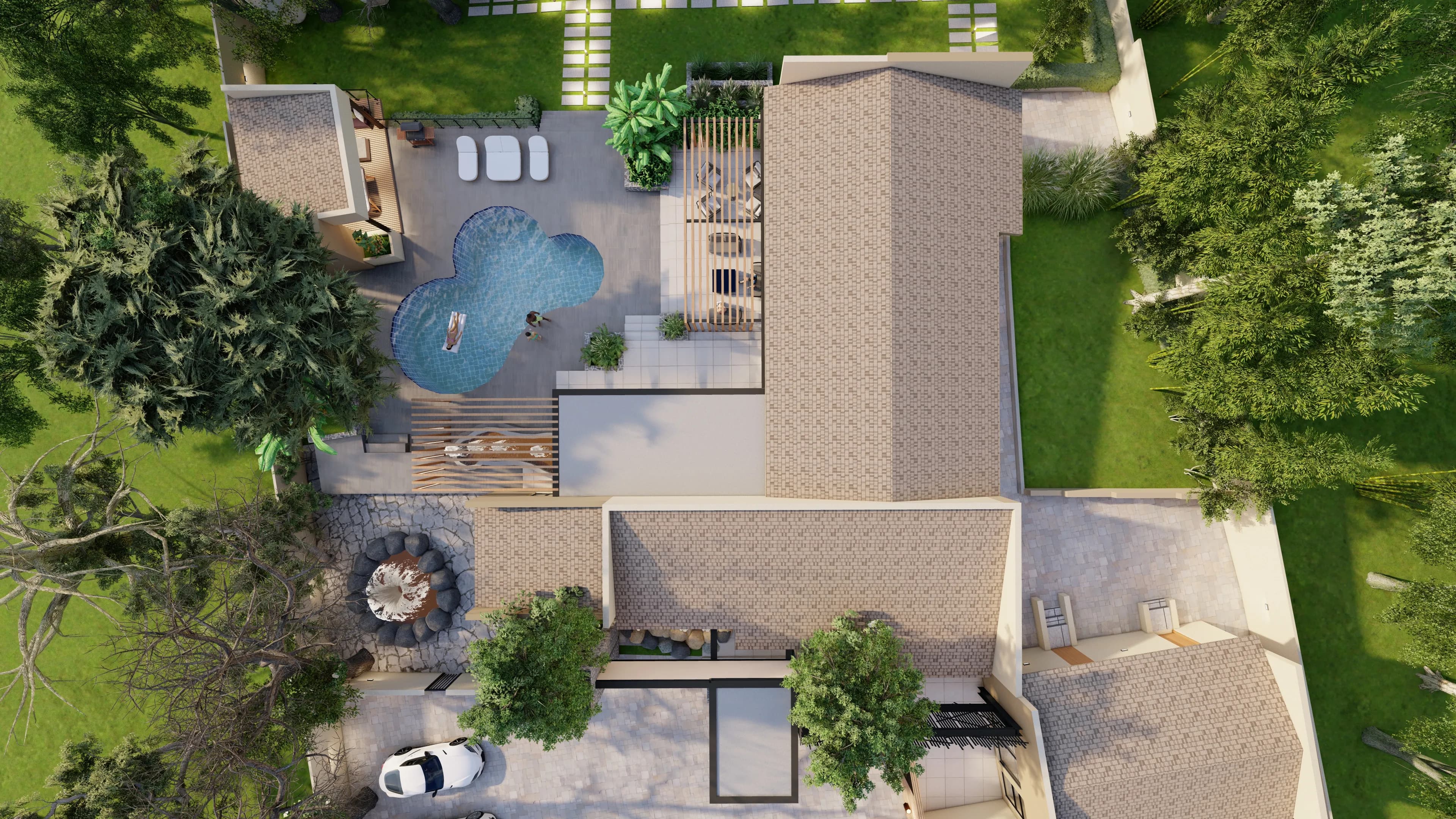 Textured Courtyard Composition - View 1