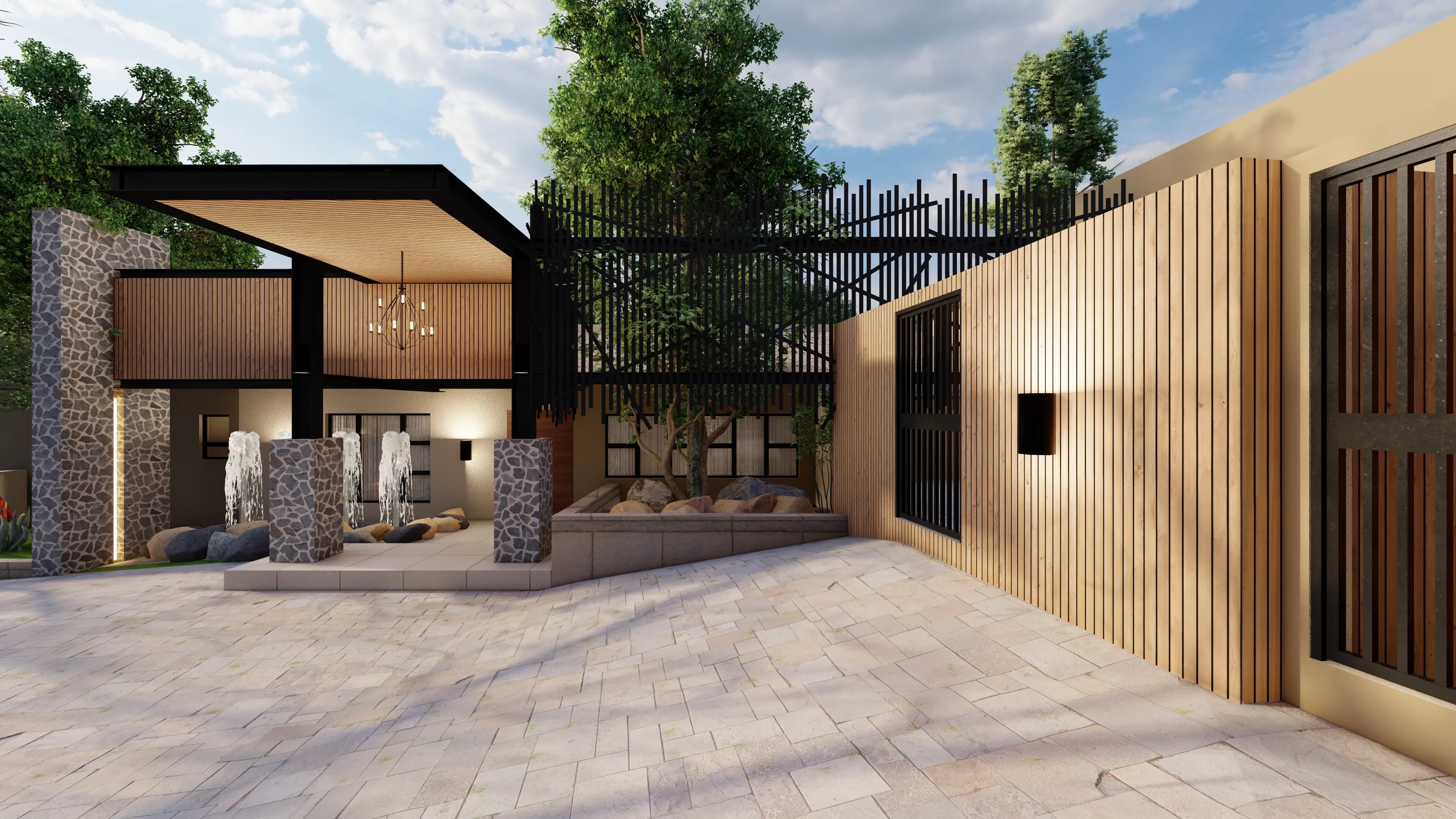 Textured Courtyard Composition