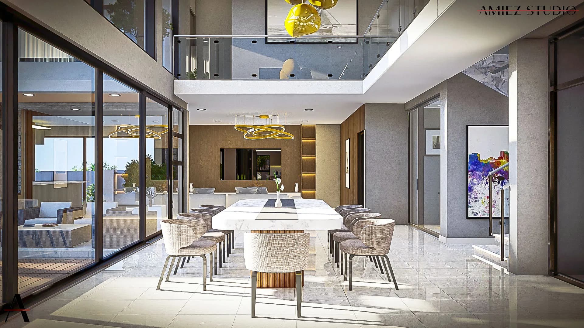 Rectilinear Atrium Residence - View 5