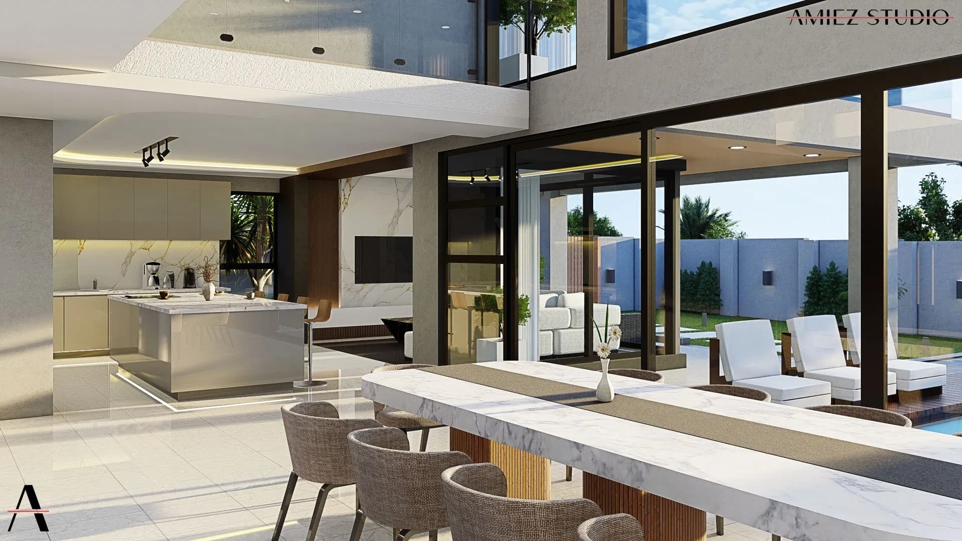 Rectilinear Atrium Residence - View 6