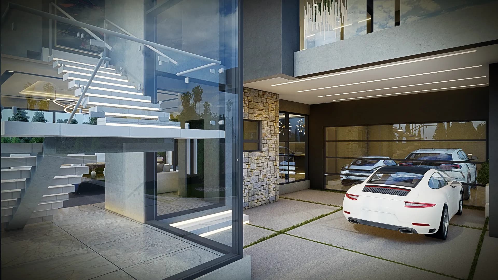 Cantilevered Atrium Residence - View 5