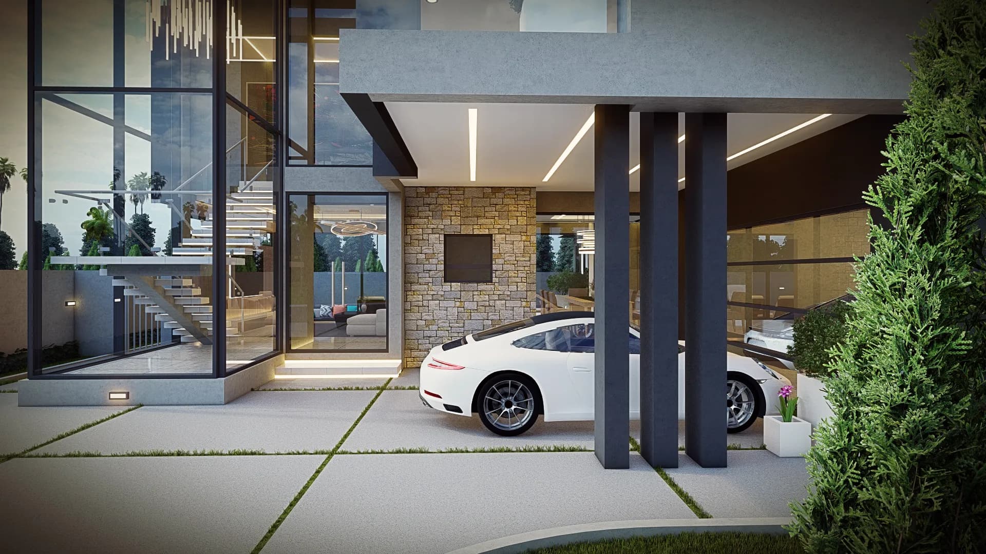 Cantilevered Atrium Residence - View 6