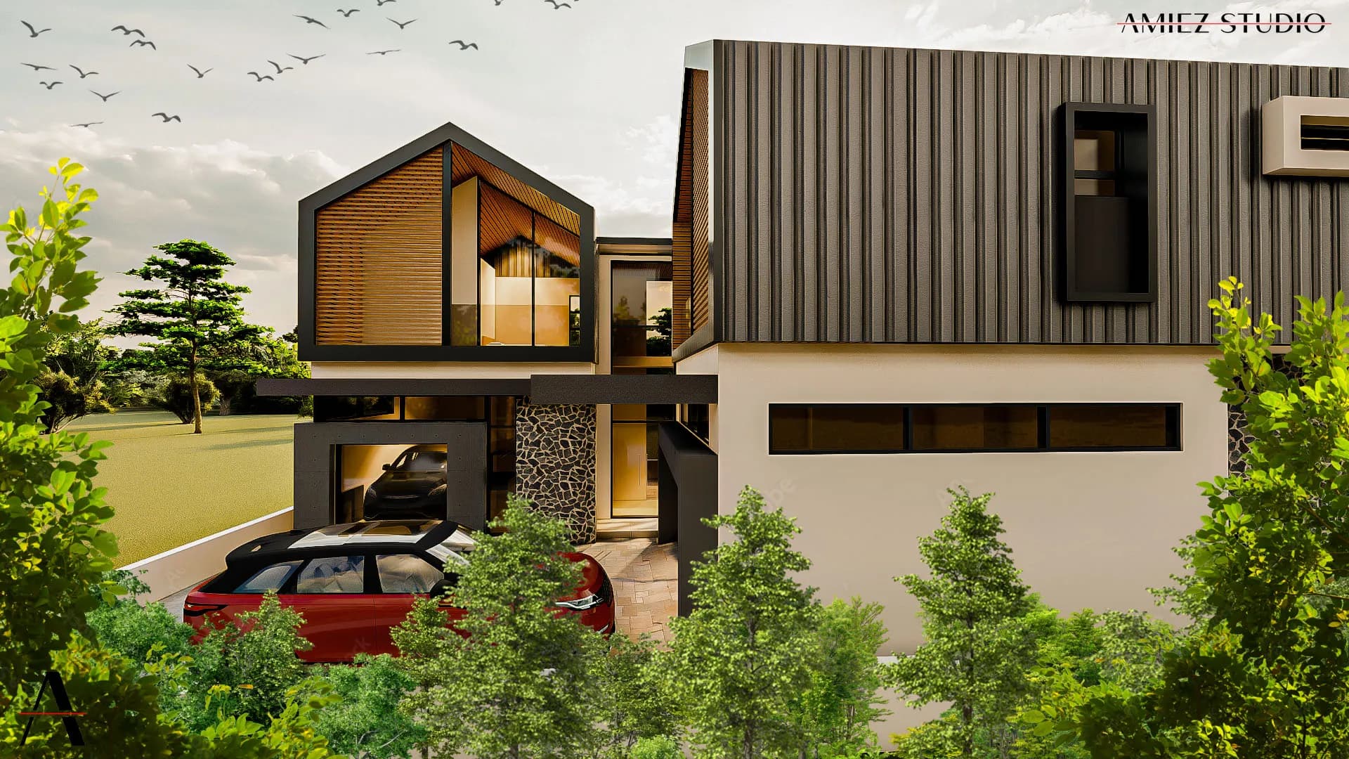 Barn style residence living area